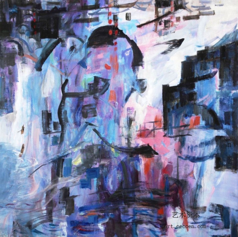水乡的夜晚2003年作100X100cm