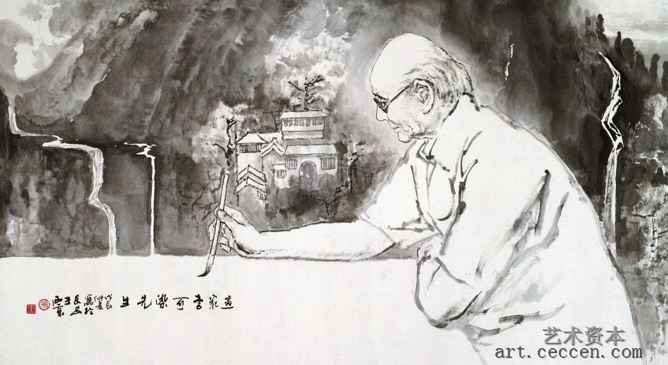 画家李可染68cm×136cm1988