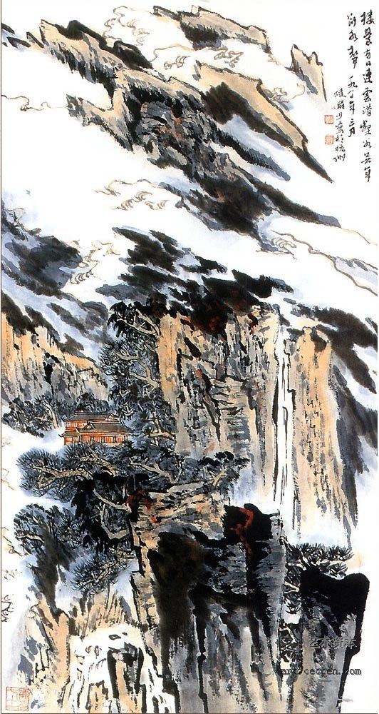 陆俨少《壑谷楼台》