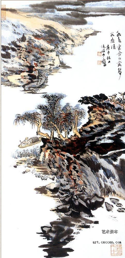 陆俨少《水色禽声》