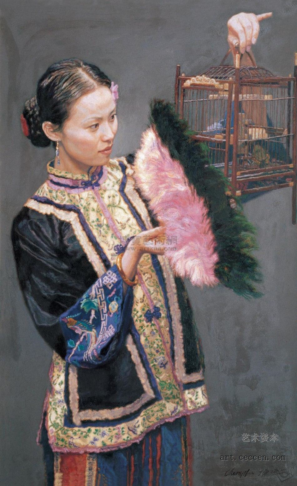 陈逸飞作品赏析：《提笼少女》