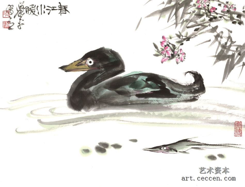 2012年萧平小品《春江水暖》46x34