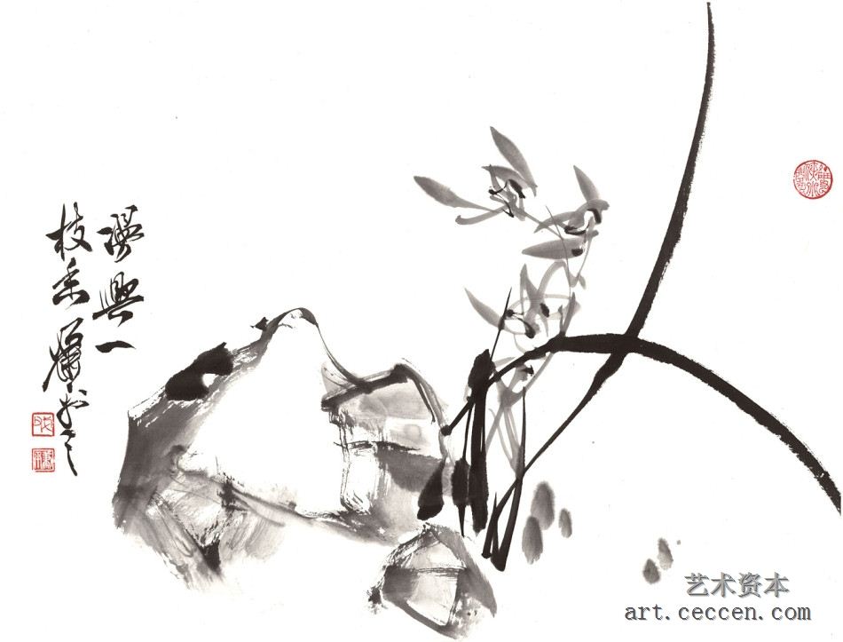 2012年萧平小品《漫兴一枝香》46x34