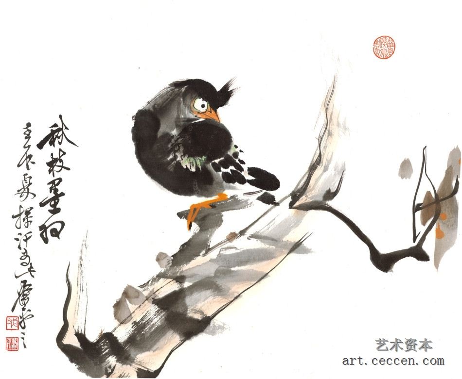 2012年萧平小品《秋枝墨羽》46x34