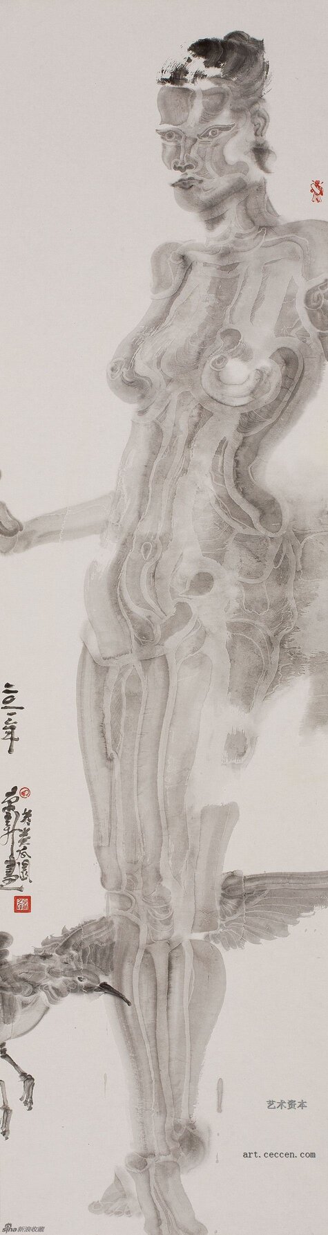 周京新-羽人1-180×50cm-宣纸水墨2011