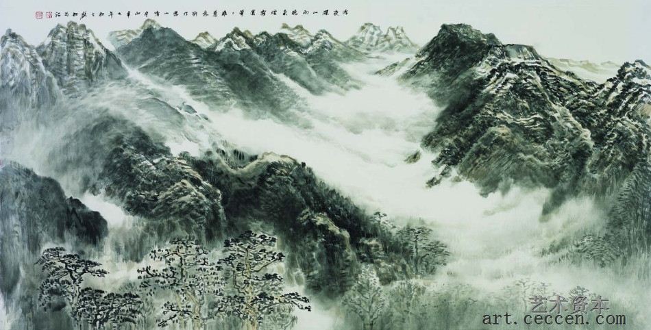 昨夜深山雨，136x68cm，中国画，2011年，许钦松