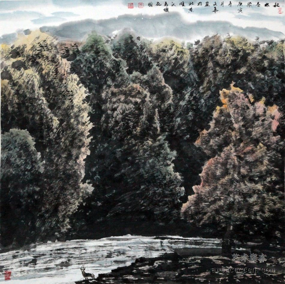 秋林尽染68x68cm