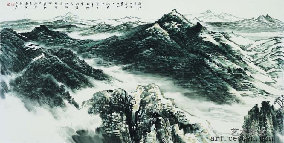 运笔在心，136x68cm，中国画，2011年，许钦松