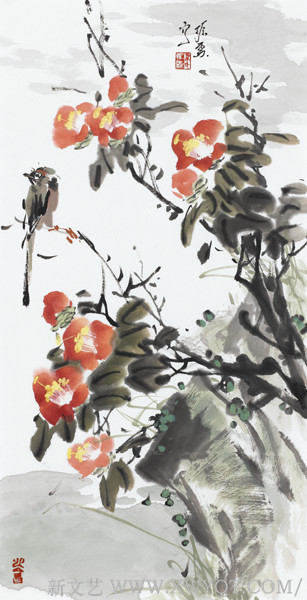 《春晴鸟声》34x68cm