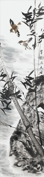 《翠影清风图》34x68cm