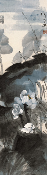 《荷露清香》34x138cm