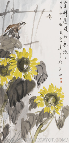 《金辉送暖秋意浓》42x86cm