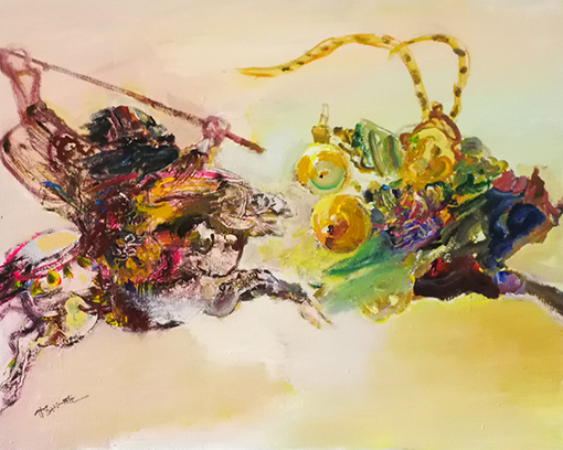杨兴雅作品8《双雄决》80X100cm（2018年）