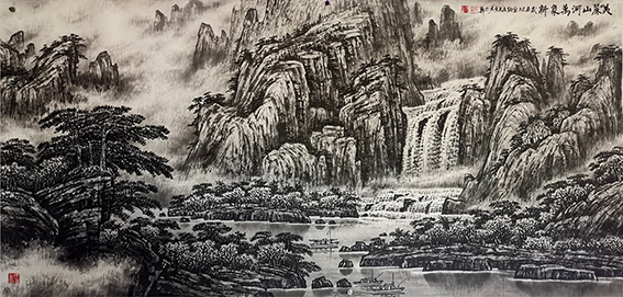 左光生作品《美丽山河万象新》规格：180㎝x97㎝