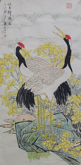 单耀宗作品11《秋色醉鹤图》