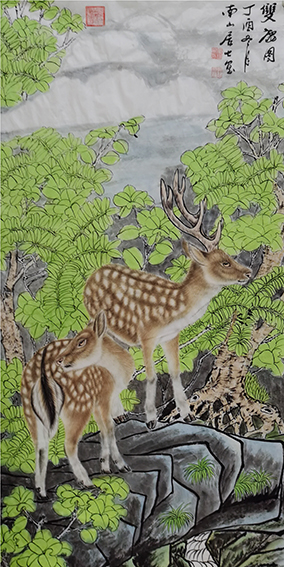 单耀宗作品12《双鹿图》