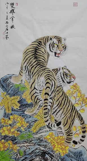单耀宗作品13《双雄赏秋》