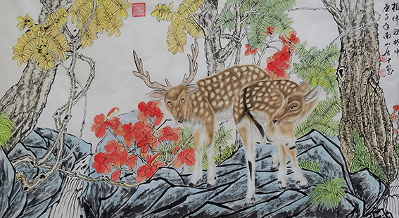 单耀宗作品17《相伴秋林中》