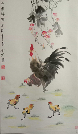 唐世恭作品18《全家福》68×136cm