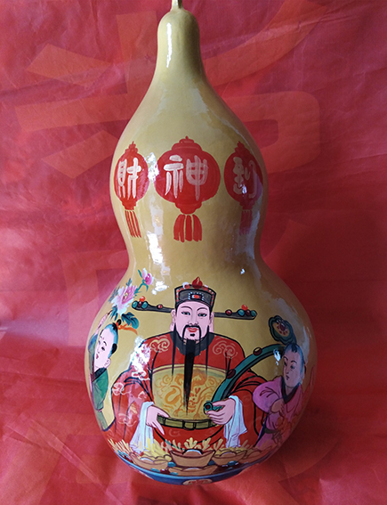 周强一葫芦彩绘《财神到》
