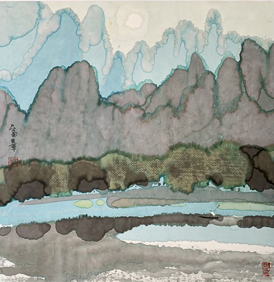 林富章作品《月下》68x68cm