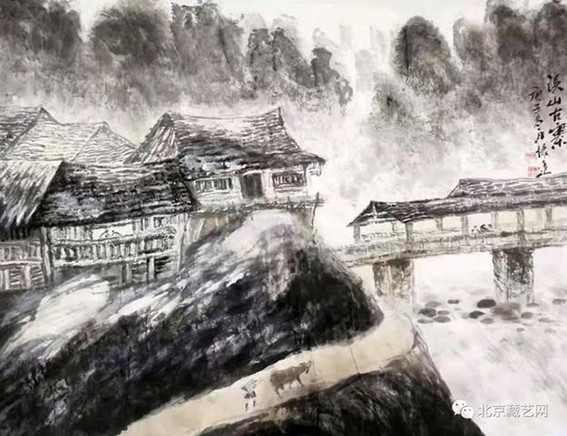 莫怀远作品《溪山古寨》