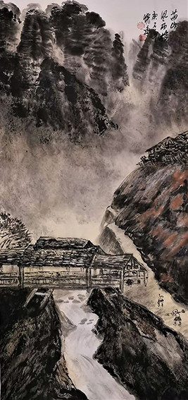 莫怀远作品《苗山风雨移》
