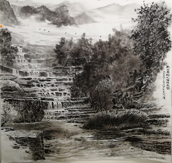 王有民作品《孤山寨野人谷流泉图》