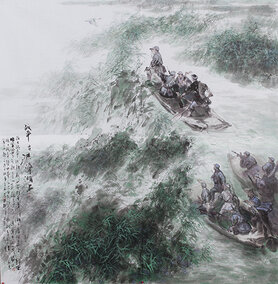 王有民作品《战斗在洪泽湖上》