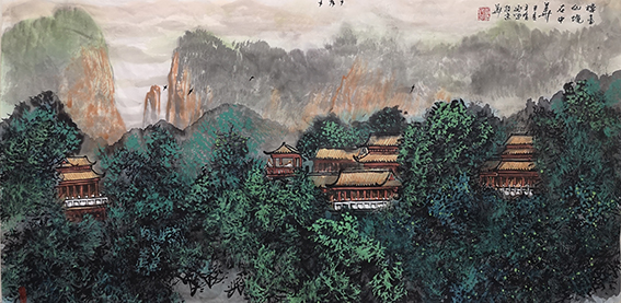 王有民作品《楼台仙境在中华》