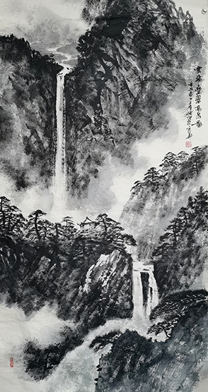 王有民作品《雪飞叠翠高泉图》