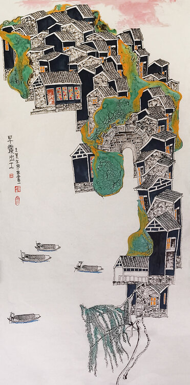 章志华作品7《早霞出工》