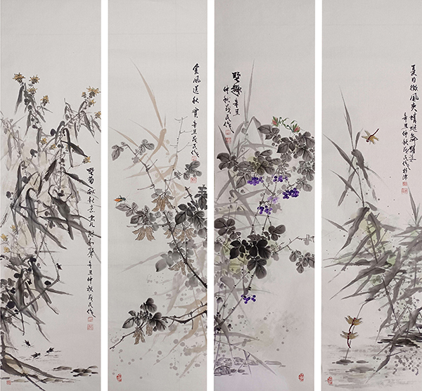 《花鸟四条屏》