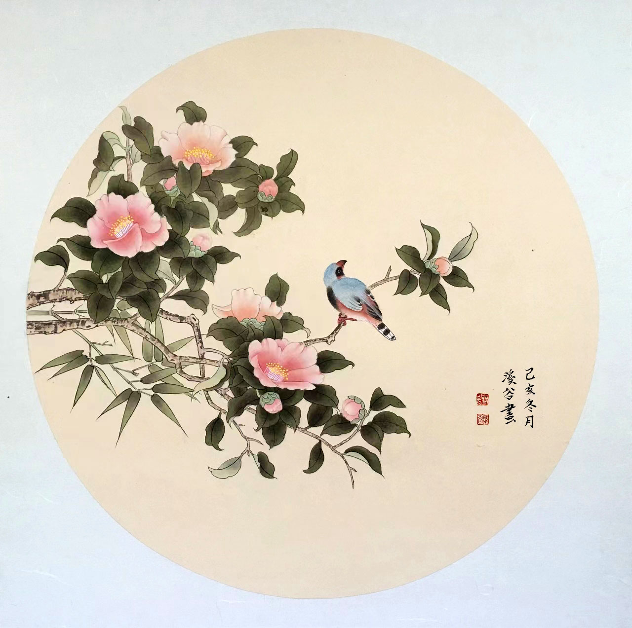 张晓娟《花鸟小品之一》50×50cm
