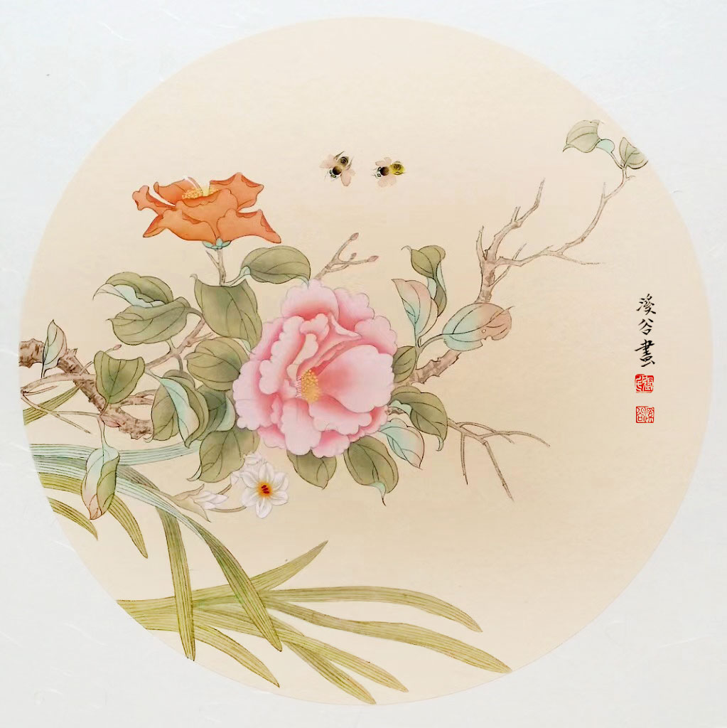 张晓娟《花鸟小品之三》50×50cm