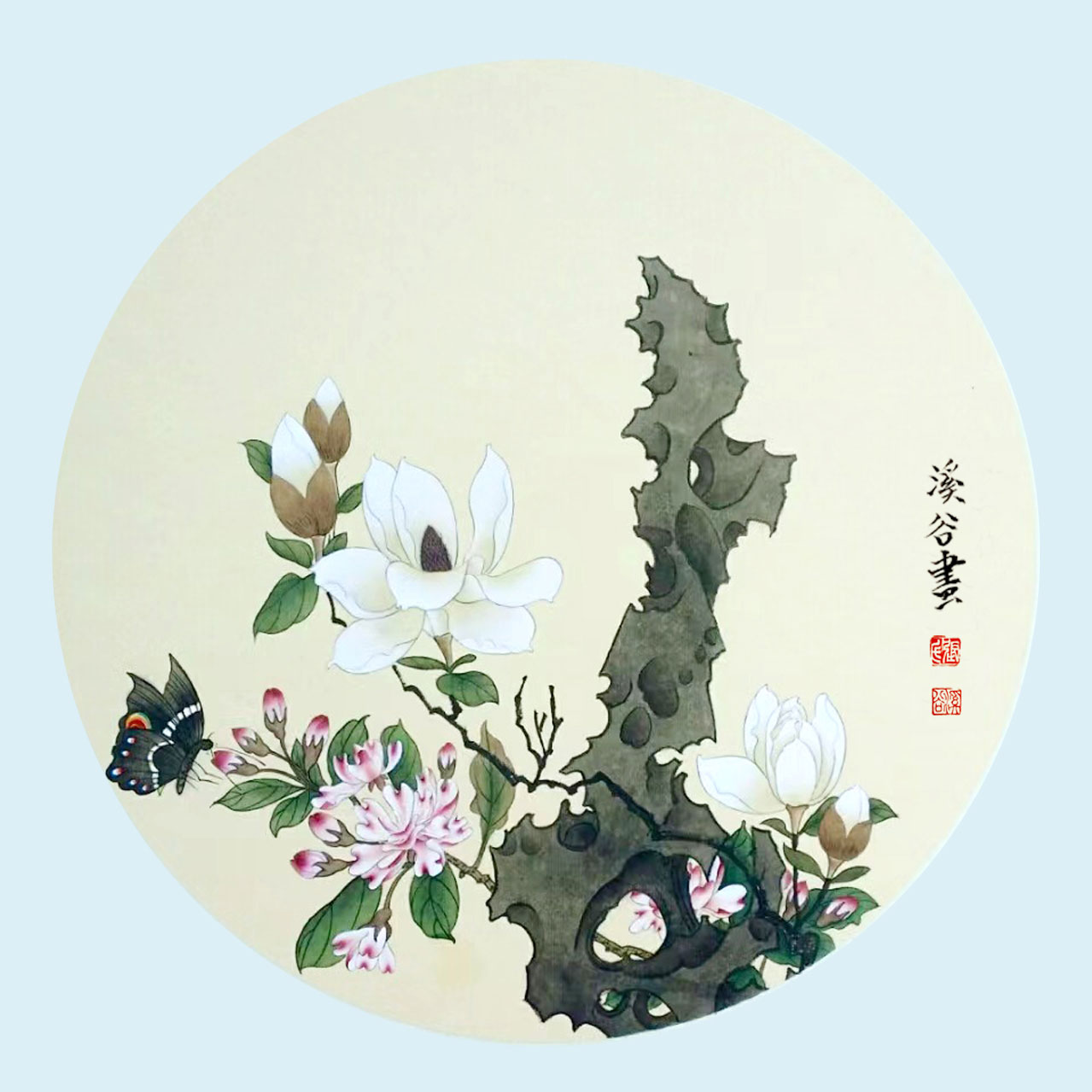 张晓娟《花鸟小品之四》50×50cm