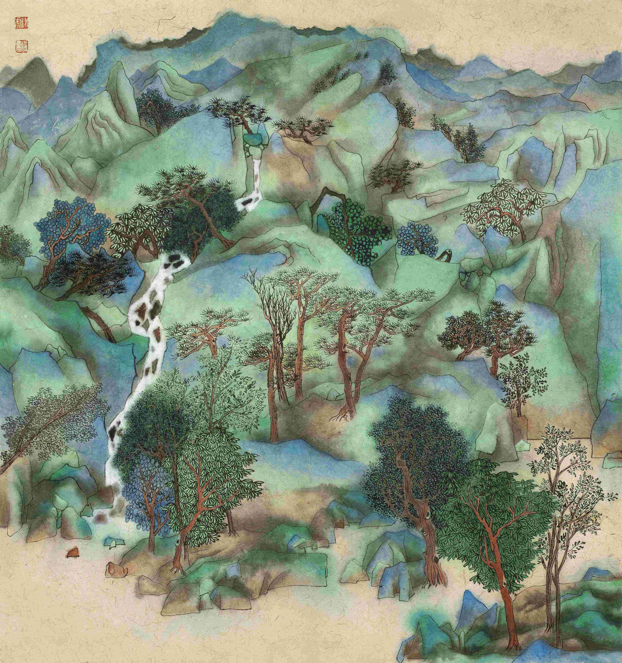 马小虎-2014-《幽谷碧荫》-纸本重彩-68cm×68cm