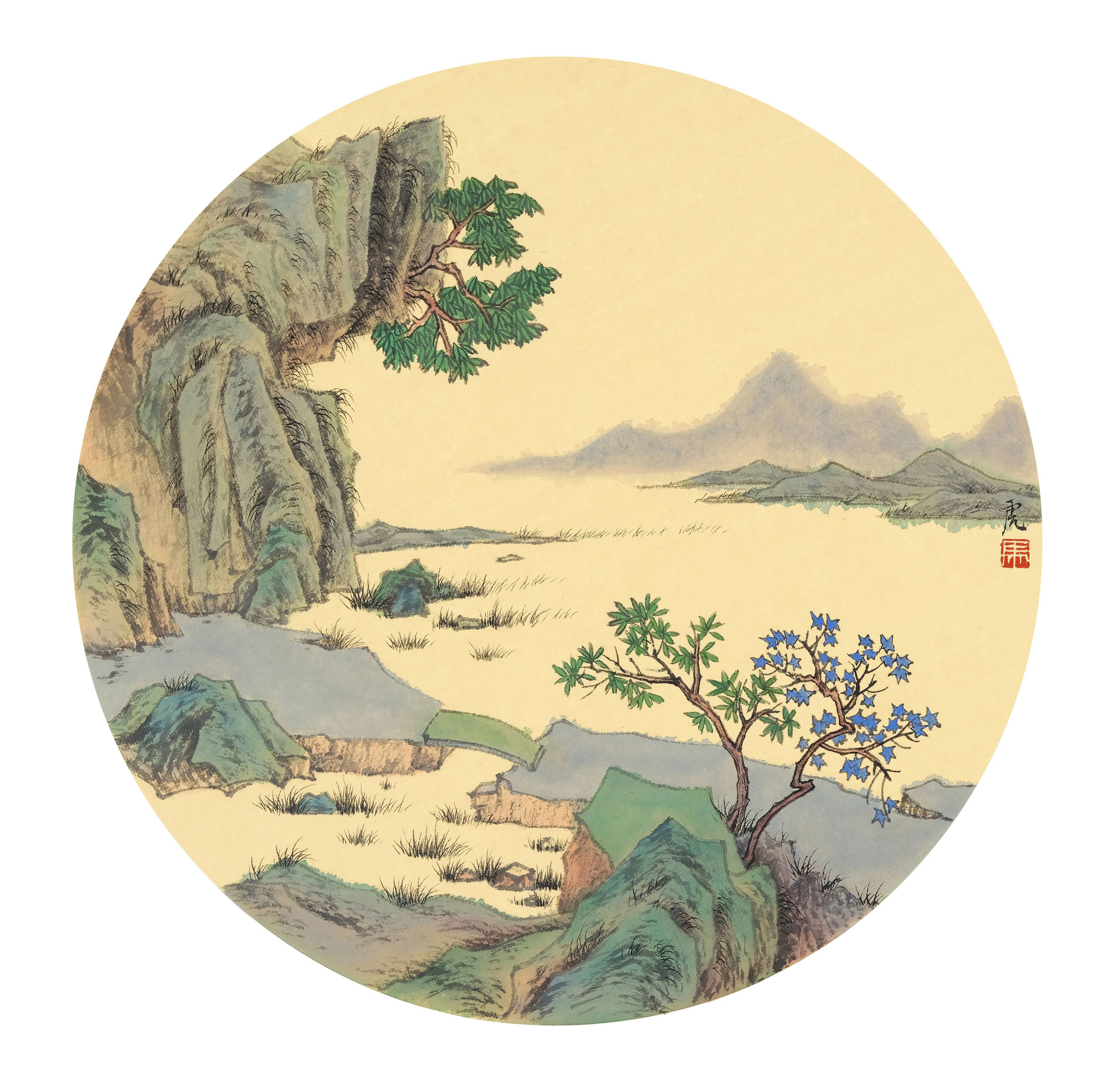马小虎《-在水一方》33@33cm-纸本设色-2022