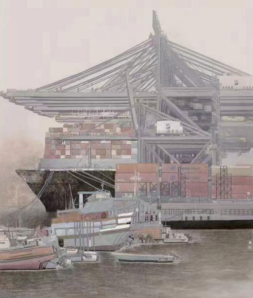 《盐田港-海上丝绸之路》216cm×185cm