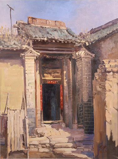 党石头作品1《老门楼》60X80cm.jpg