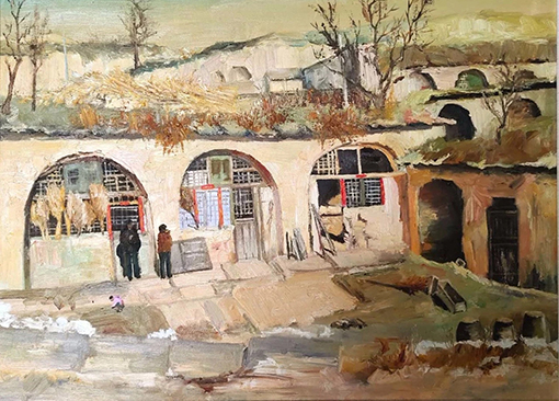 党石头作品9《陕北窑居之二》60X80cm.jpg