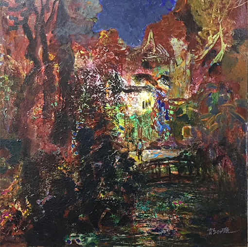 《莫奈在睡莲湖畔》80X80cm（2018年）.jpg