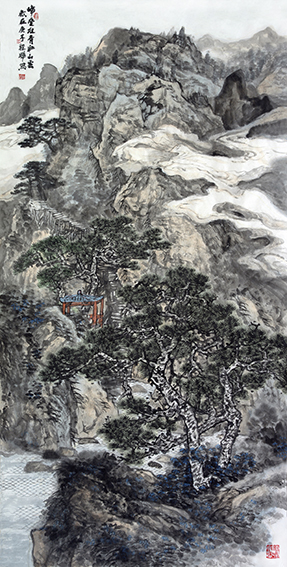 程晔作品3《峰叠堆青半山云》136x68cm 2020年.JPG