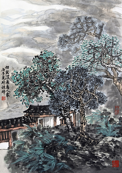 程晔作品5《白云深处有人家》68x45cm 2020年.JPG