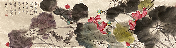 汪铭录作品9《翠盖婆娑珠跳雨 红裳摇曳玉生香》.jpg
