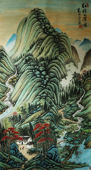 符勤兵作品 《红棉双溪图》.JPG