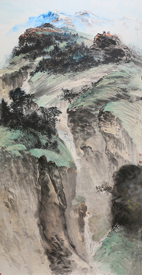 梁桂才作品 《翻山觅草图》规格：196cmx98cm.jpg