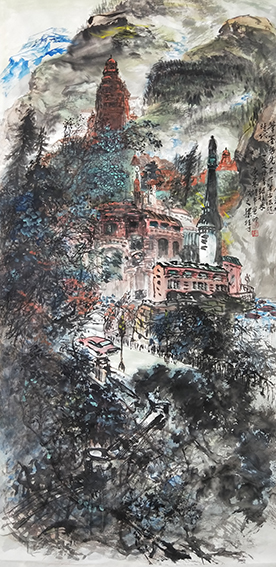 梁桂才作品 《瑞士之山城》规格：136cmx68cm .jpg