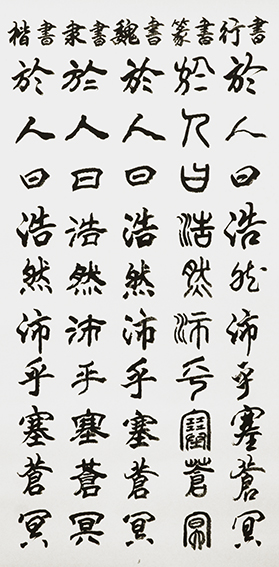 李成印作品3 五种字体《正气歌节选  於人曰浩然 沛乎塞苍冥》.JPG