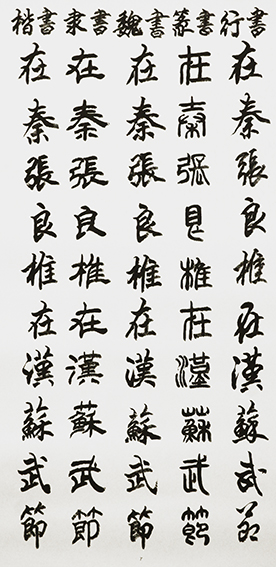 李成印作品7 五种字体《正气歌节选  在秦张良椎 在汉苏武节》.JPG